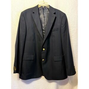 Stafford Classic‎ Navy Blazer Gold Buttons Two Button Closure Mens Size 44L
